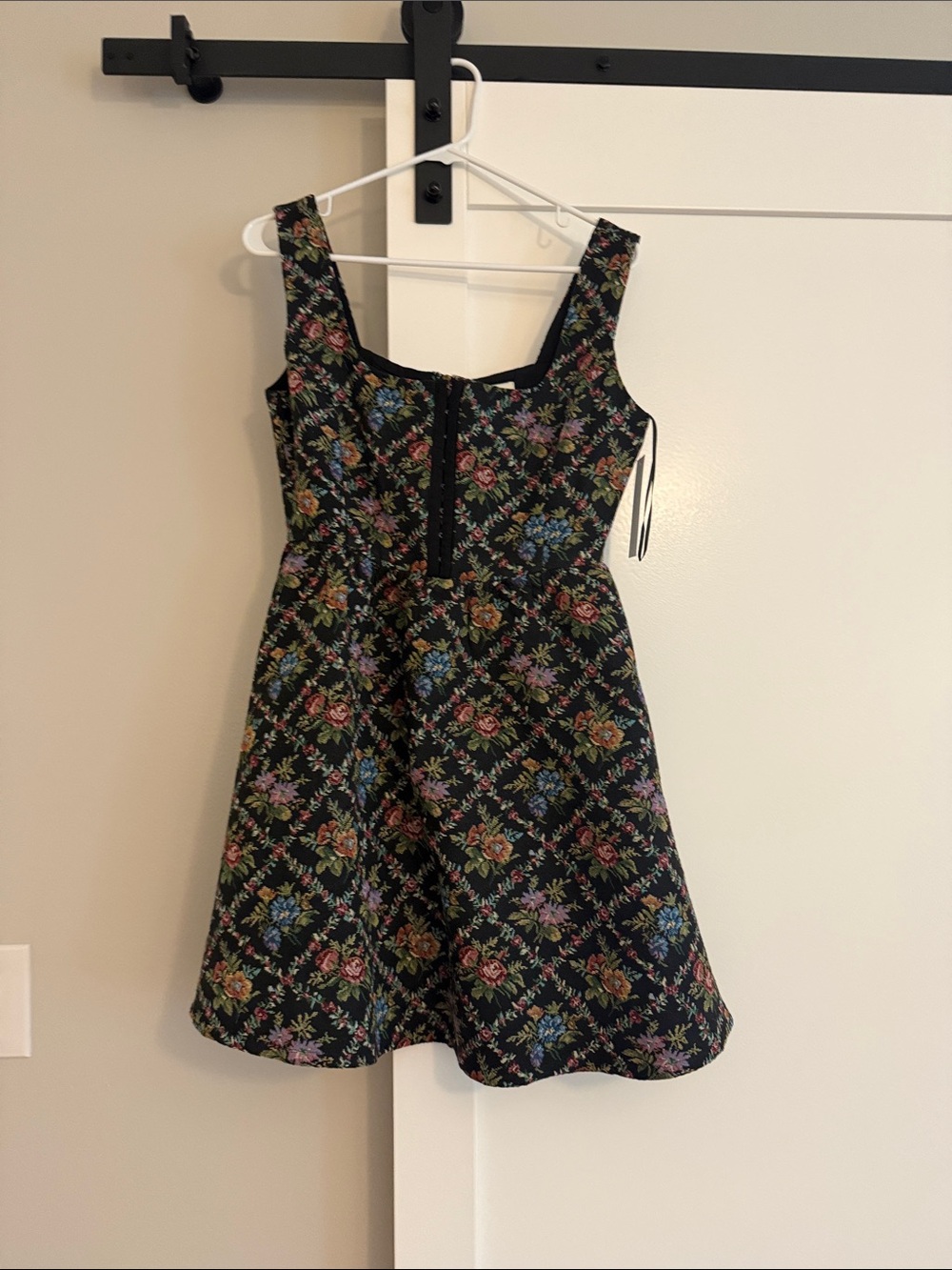 Aura Black Mini Dress with Multicolor Floral Print